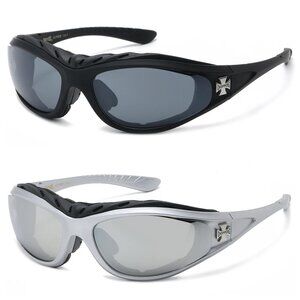 2 Pack Deluxe choppers Brand Padded MC Biker Sunglasses Googles